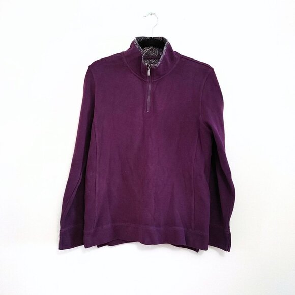 Orvis Women's 1/4 Zip Pullover Sweatshirt Size Medium Purple Long Sleeve Cotton - Picture 1 of 3